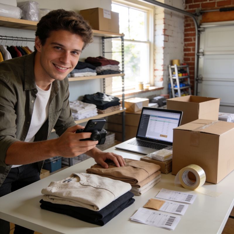 Young entrepreneur running a resale business